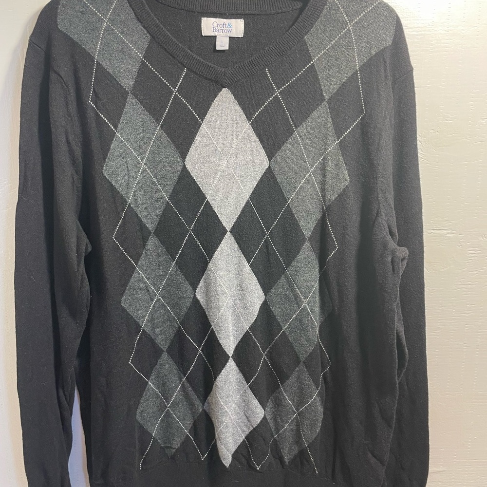 Croft and Barrow large argyle v-neck sweater.